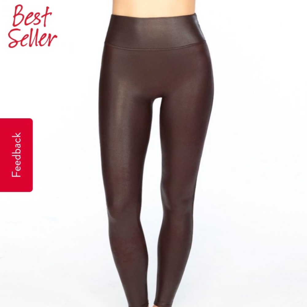Wine faux leather Spanx